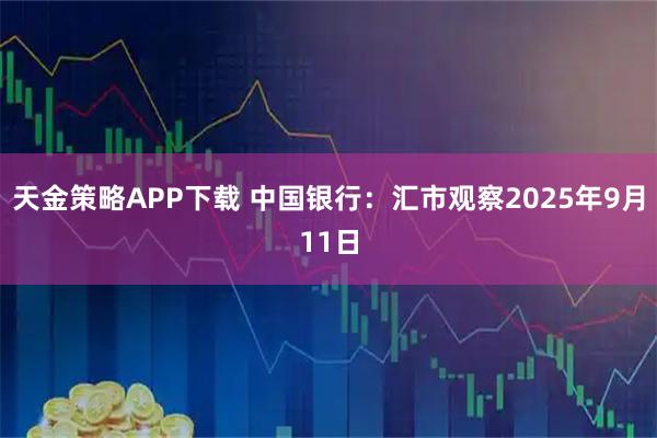 天金策略APP下载 中国银行：汇市观察2025年9月11日
