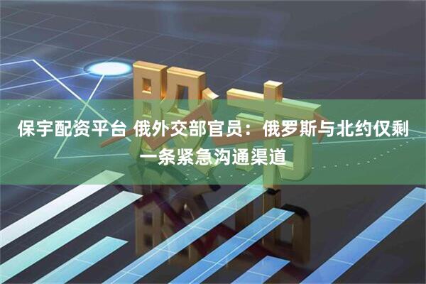 保宇配资平台 俄外交部官员：俄罗斯与北约仅剩一条紧急沟通渠道
