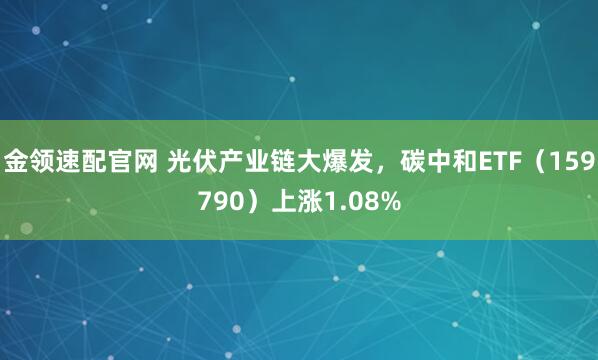 金领速配官网 光伏产业链大爆发，碳中和ETF（159790）上涨1.08%